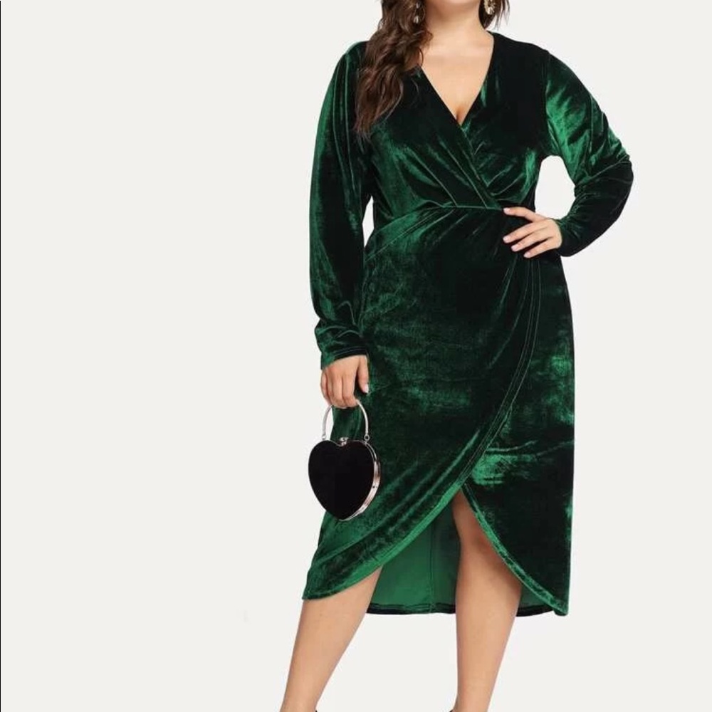 Plunge Wrap Velvet Dress